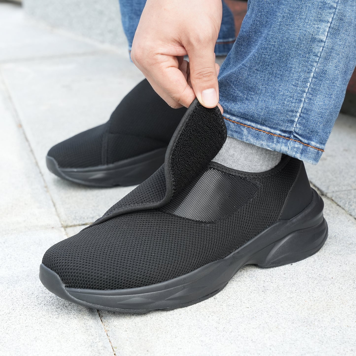 JABASIC Men Diabetic Walking Shoes Edema Shoes for Swollen Feet Arch Support Orthopedic Sneakers