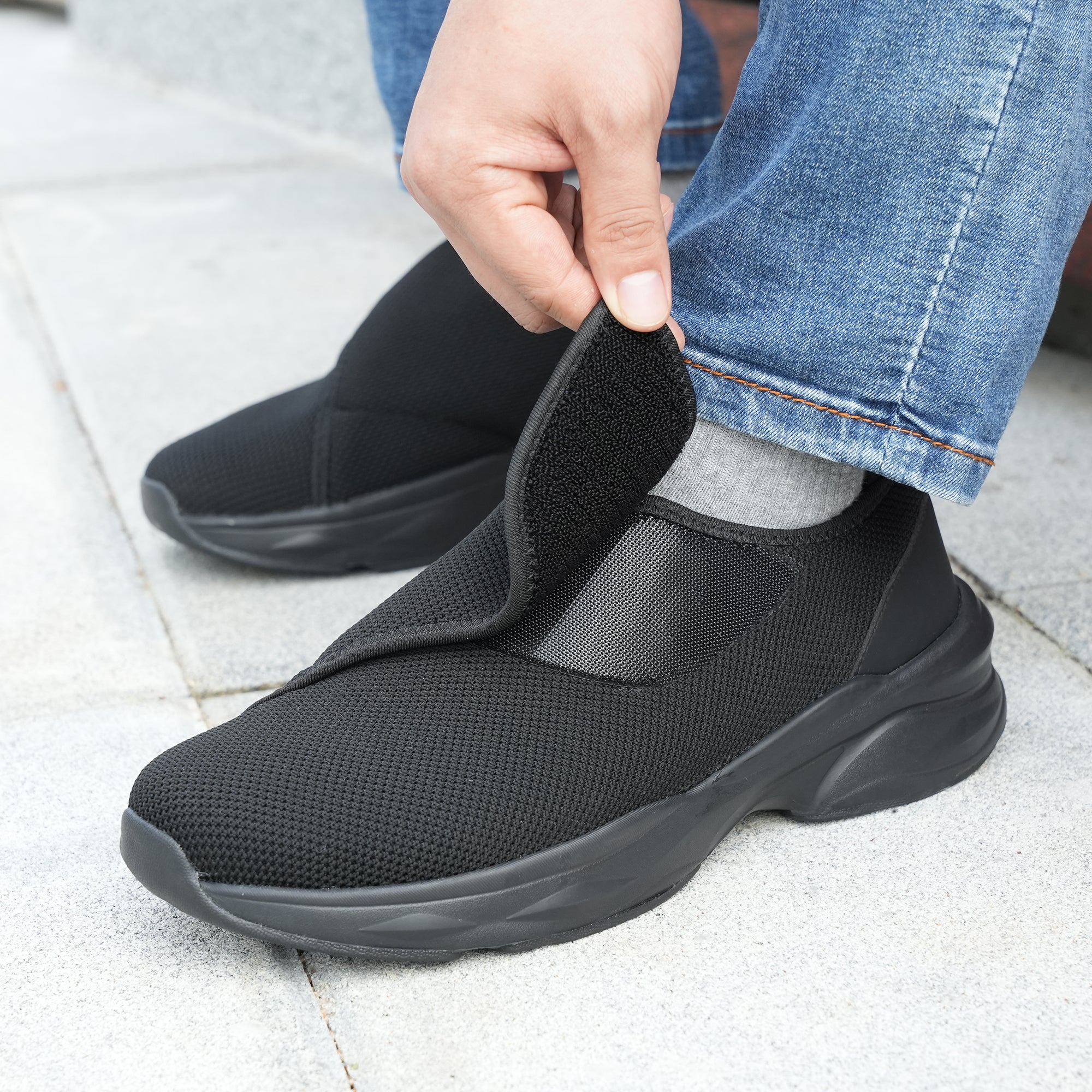 JABASIC Men Diabetic Walking Shoes Edema Shoes for Swollen Feet Arch Support Orthopedic Sneakers