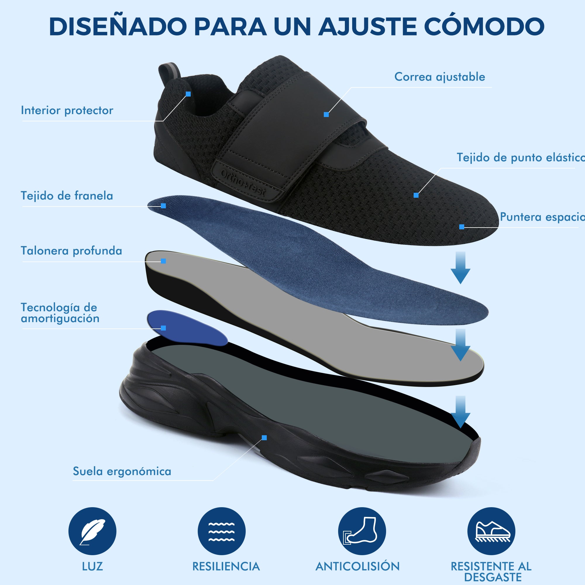 JABASIC Men Diabetic Walking Shoes Edema Shoes for Swollen Feet Arch Support Orthopedic Sneakers