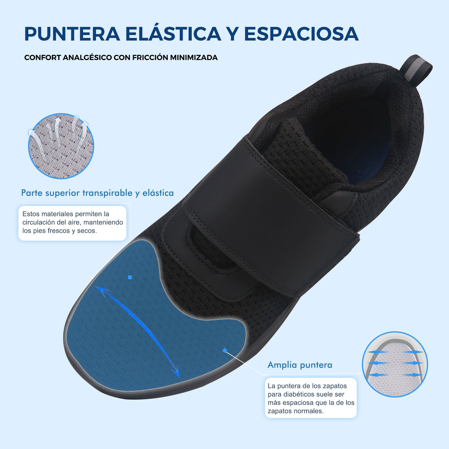 JABASIC Men Diabetic Walking Shoes Edema Shoes for Swollen Feet Arch Support Orthopedic Sneakers