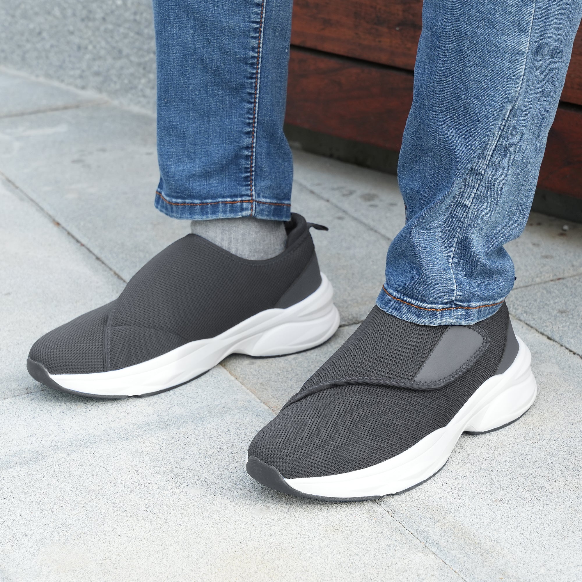 JABASIC Men Diabetic Walking Shoes Edema Shoes for Swollen Feet Arch Support Orthopedic Sneakers