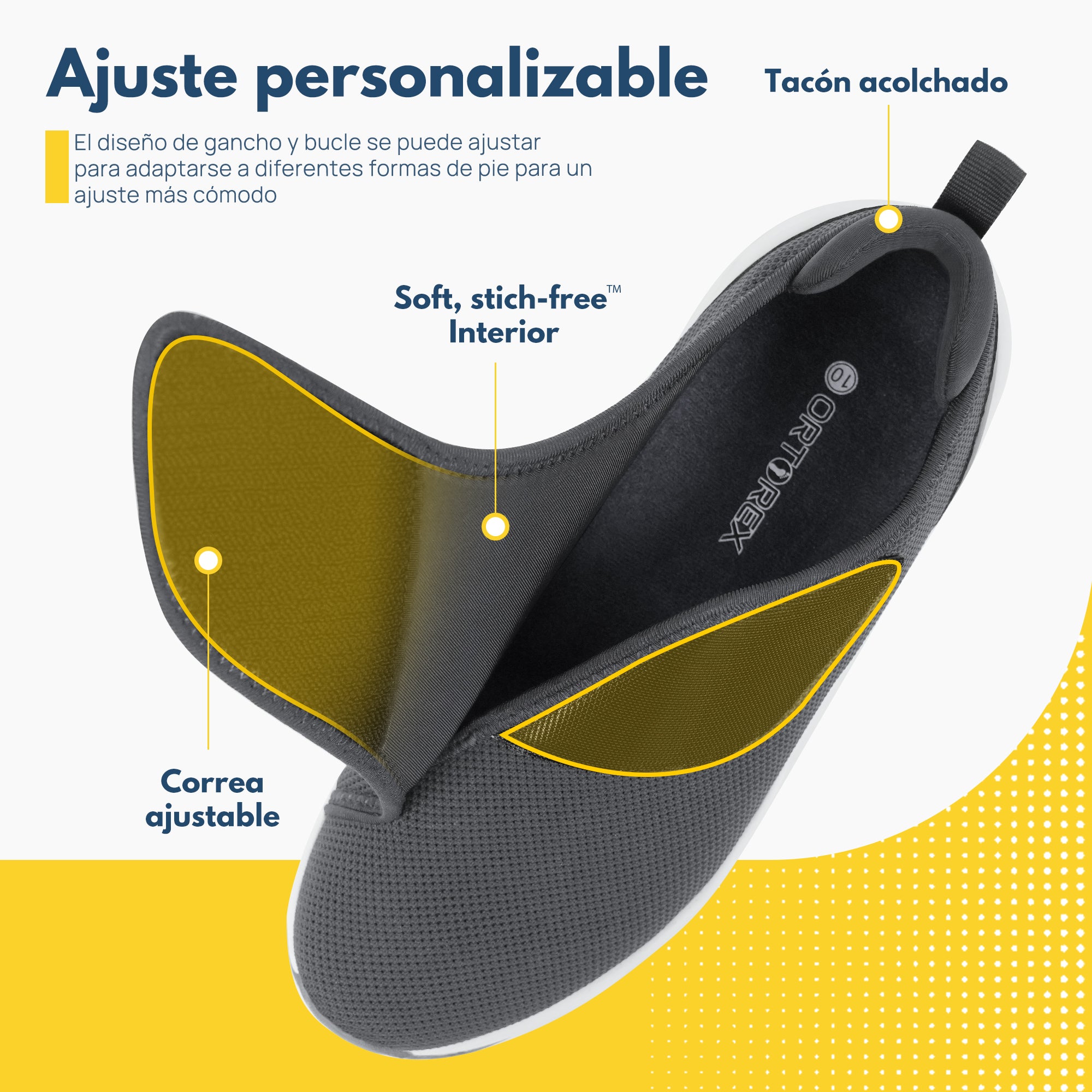 JABASIC Men Diabetic Walking Shoes Edema Shoes for Swollen Feet Arch Support Orthopedic Sneakers