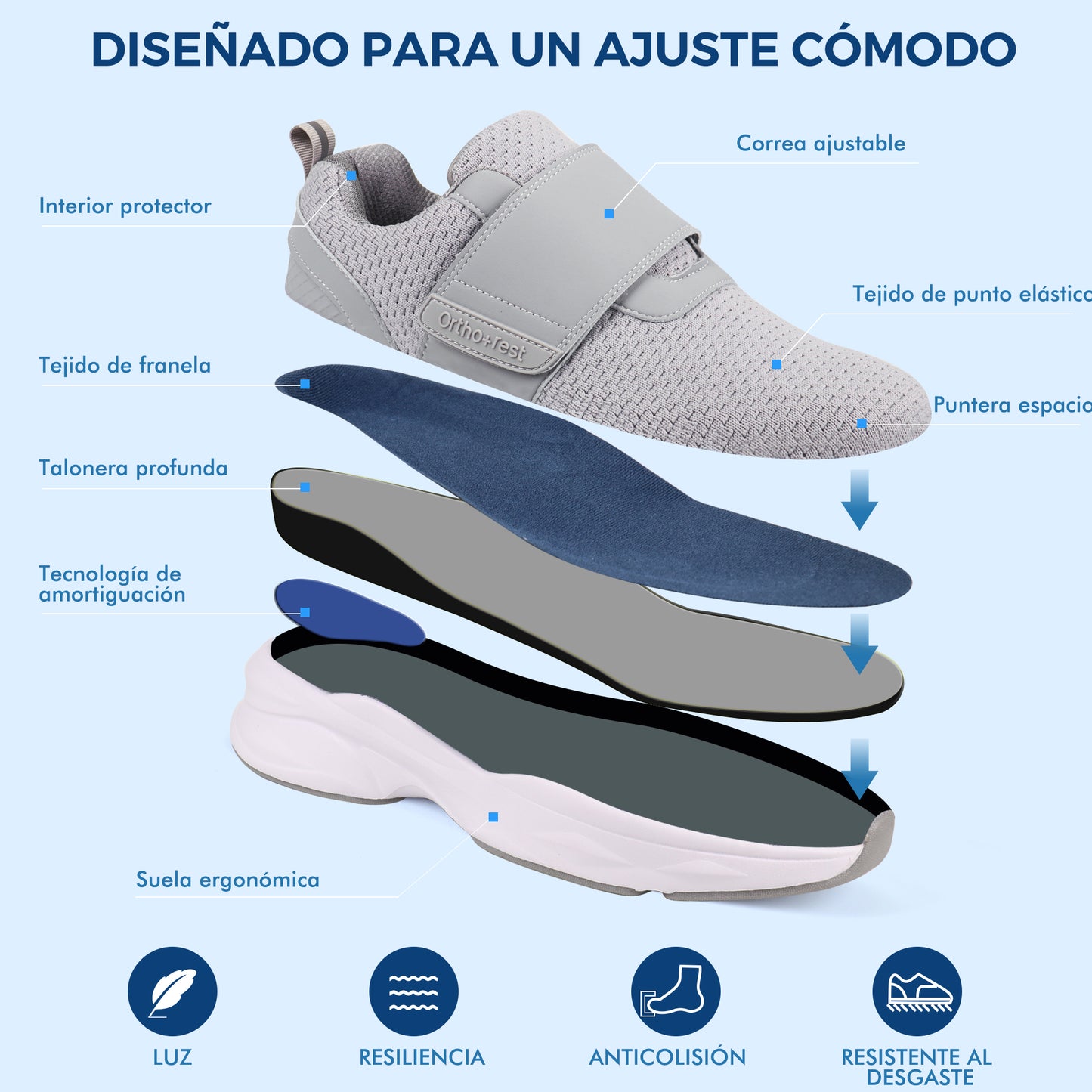 JABASIC Men Diabetic Walking Shoes Edema Shoes for Swollen Feet Arch Support Orthopedic Sneakers