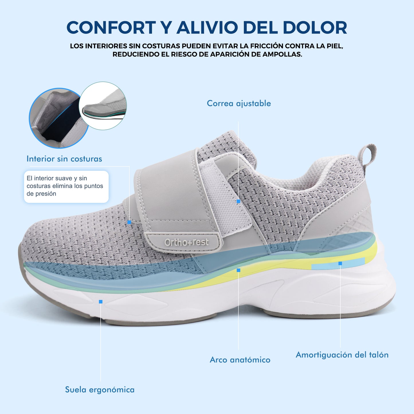 JABASIC Men Diabetic Walking Shoes Edema Shoes for Swollen Feet Arch Support Orthopedic Sneakers