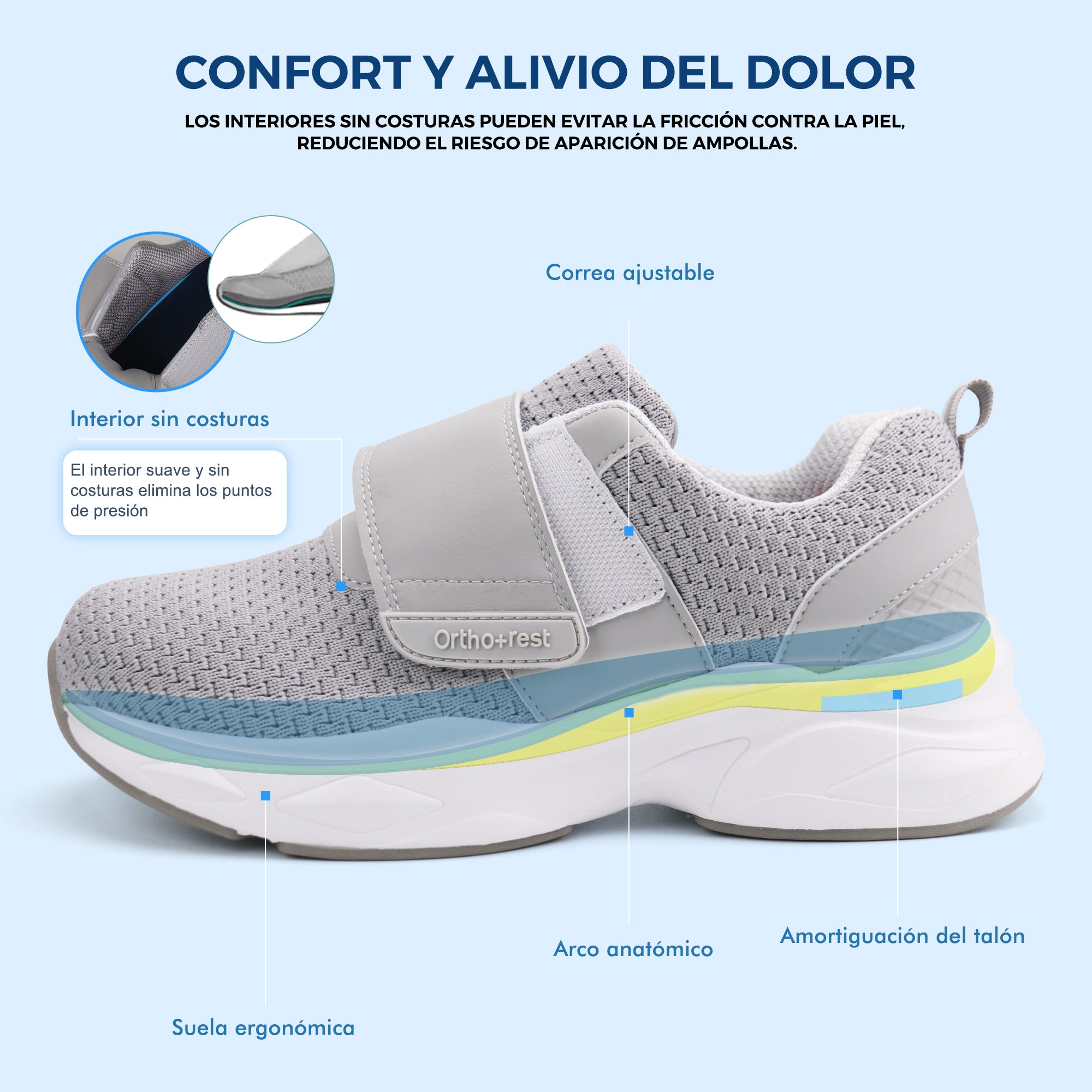 JABASIC Men Diabetic Walking Shoes Edema Shoes for Swollen Feet Arch Support Orthopedic Sneakers