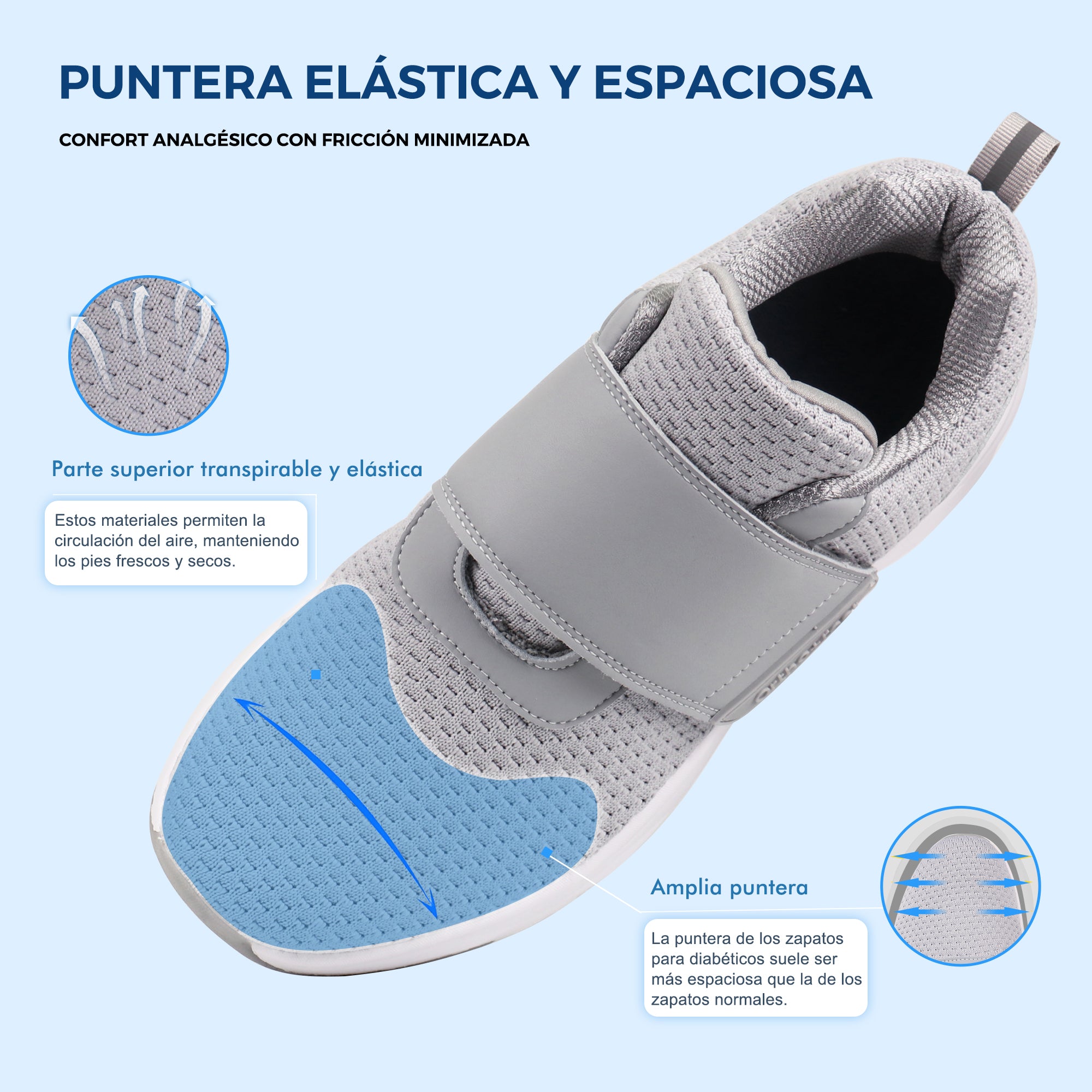JABASIC Men Diabetic Walking Shoes Edema Shoes for Swollen Feet Arch Support Orthopedic Sneakers