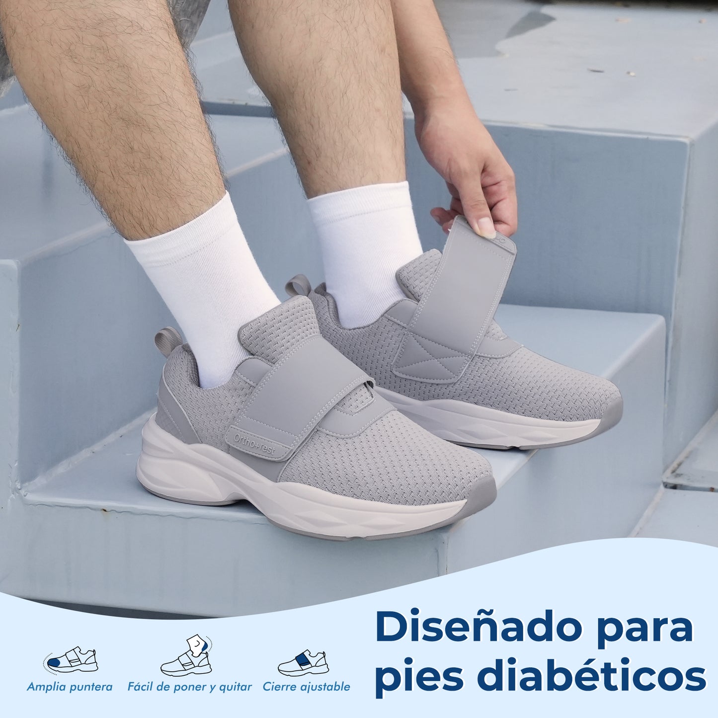 JABASIC Men Diabetic Walking Shoes Edema Shoes for Swollen Feet Arch Support Orthopedic Sneakers