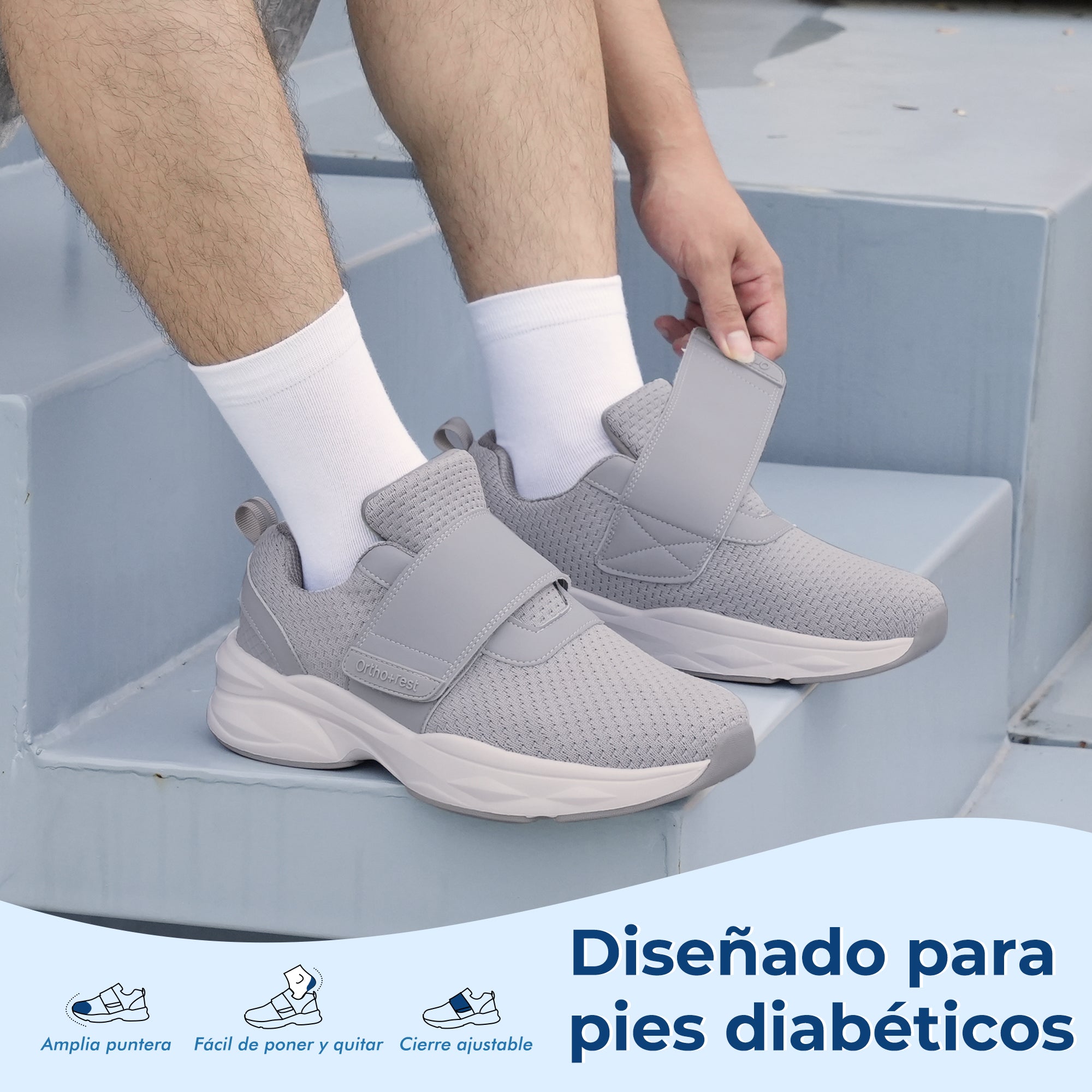 JABASIC Men Diabetic Walking Shoes Edema Shoes for Swollen Feet Arch Support Orthopedic Sneakers