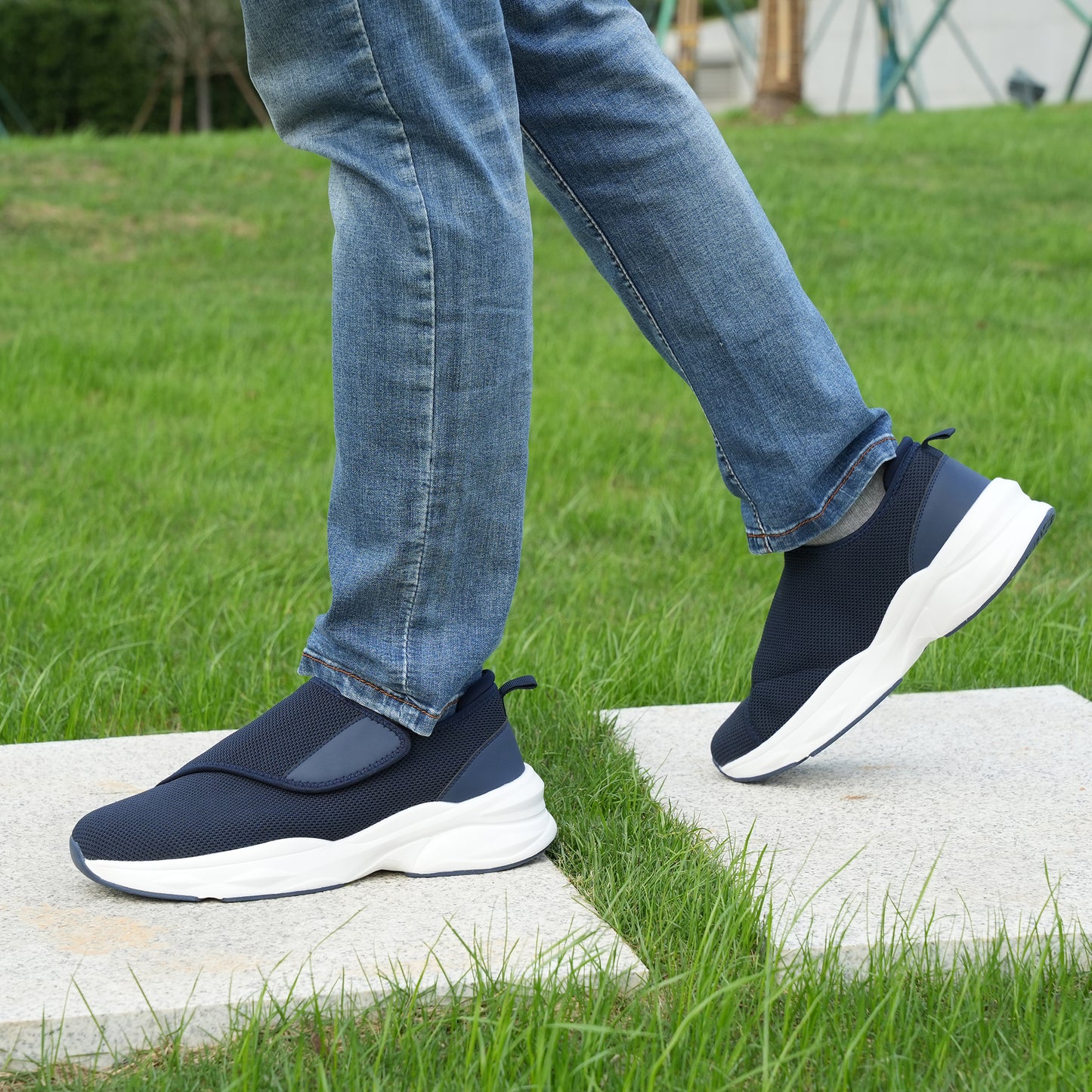 JABASIC Men Diabetic Walking Shoes Edema Shoes for Swollen Feet Arch Support Orthopedic Sneakers