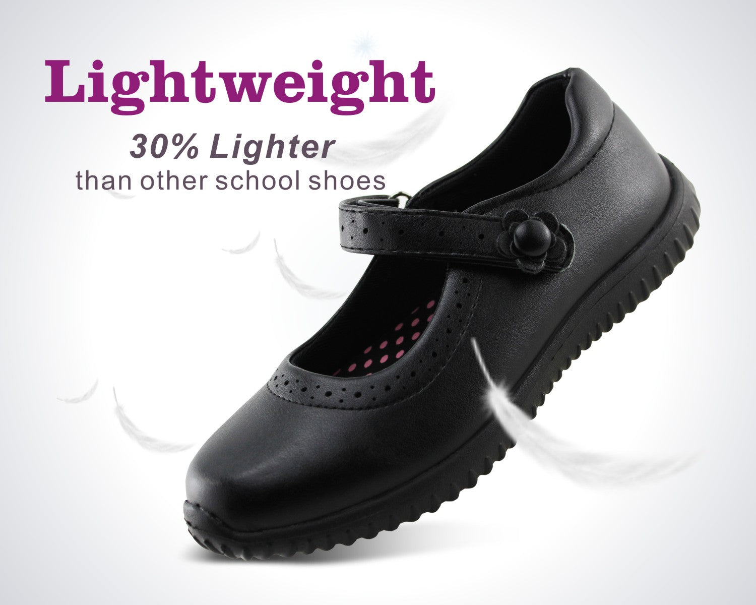 Girls rubber fashion toe school shoes