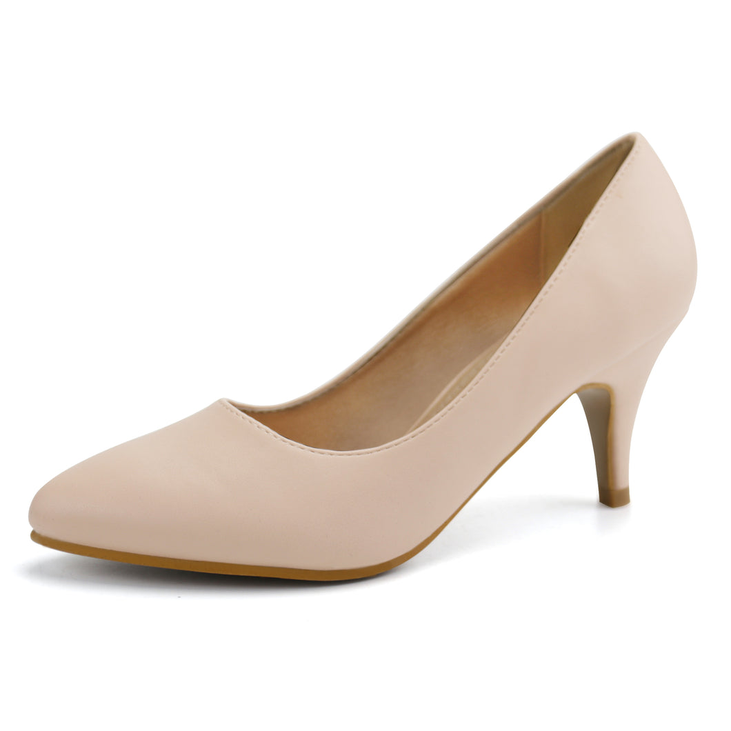 JABASIC Women Low Heel Dress Pump Shoes Pointed Toe Office Shoes