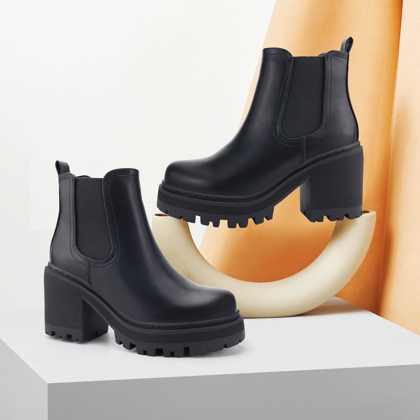 Women Fashion Chelsea Boots Platform Classic Ankle Booties