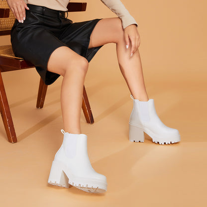 Women Fashion Chelsea Boots Platform Classic Ankle Booties