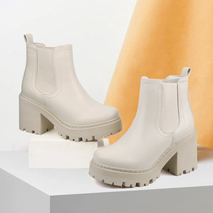 Women Fashion Chelsea Boots Platform Classic Ankle Booties