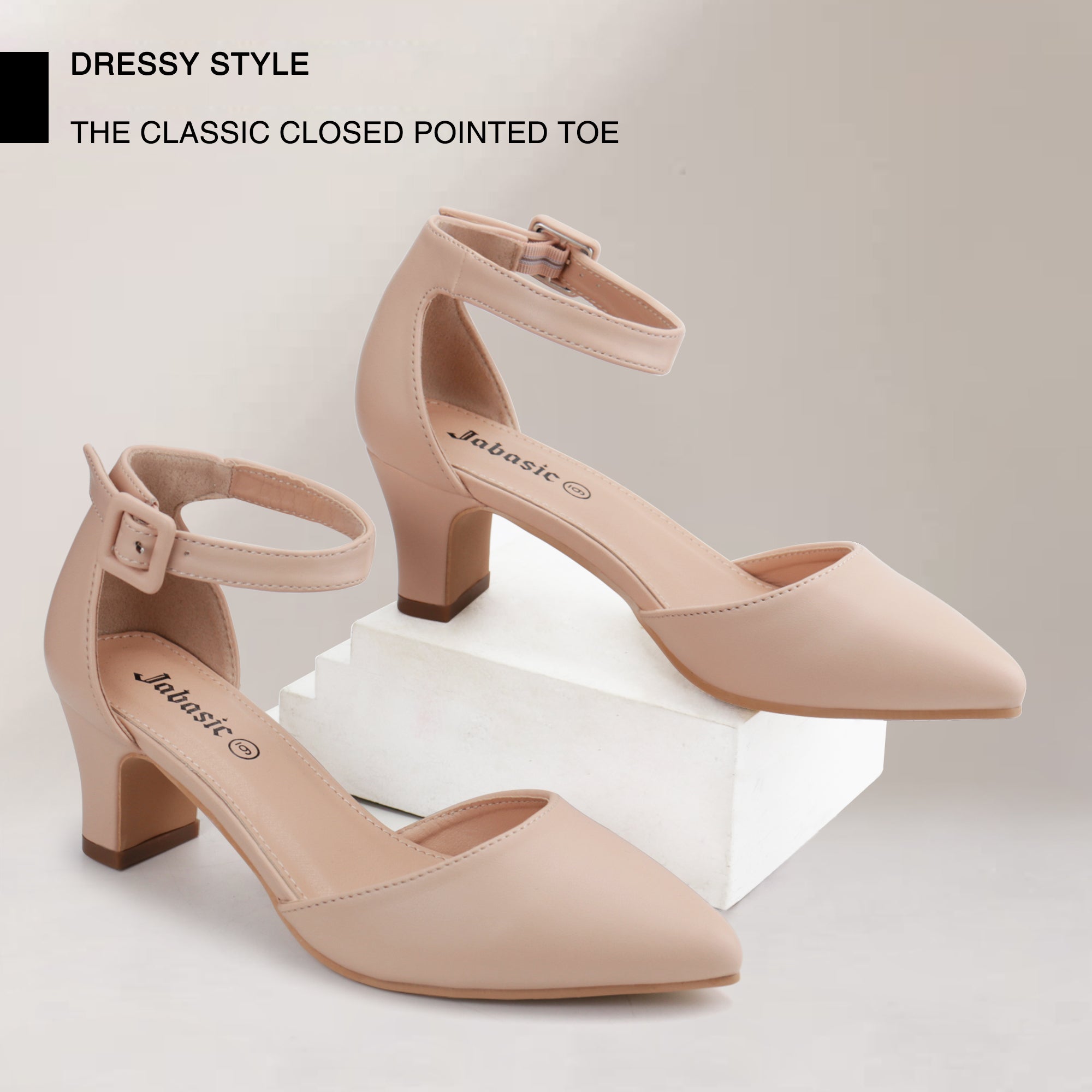 Dusty Rose Pointed Toe Ankle Strap Chunky Heels | Azazie