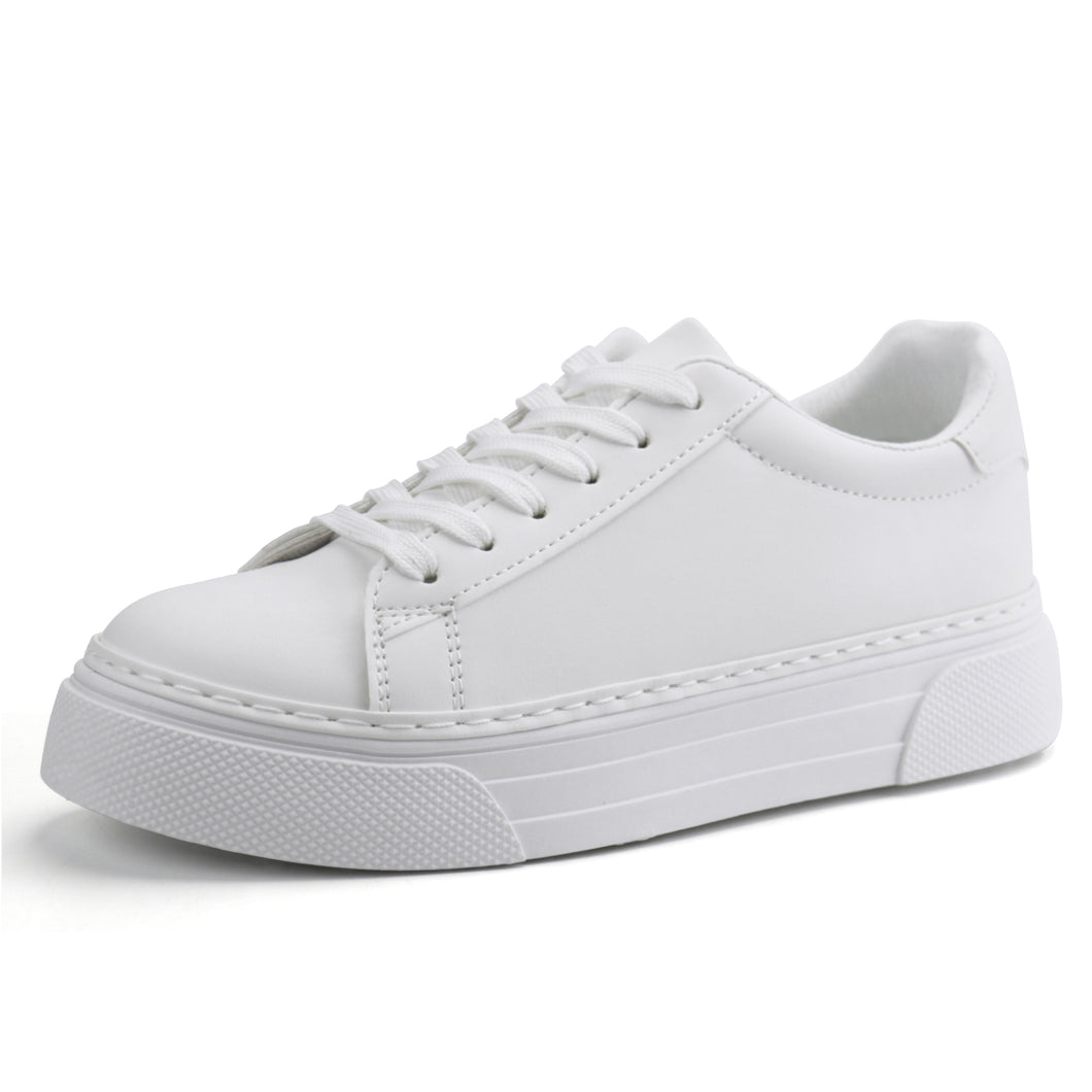 JABASIC Women Platform White Sneakers Lace Up Fashion Tennis Sneaker Casual Walking Shoes