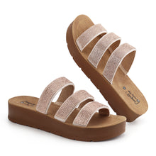 Load image into Gallery viewer, JABASIC Women Rhinestone Slide Sandals Slip on Strap Glitter Bling Sandals Casual Comfortable Sandals
