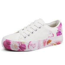 Load image into Gallery viewer, JABASIC Women Fashion Sneakers Floral Print Lace-up Casual Walking Shoes
