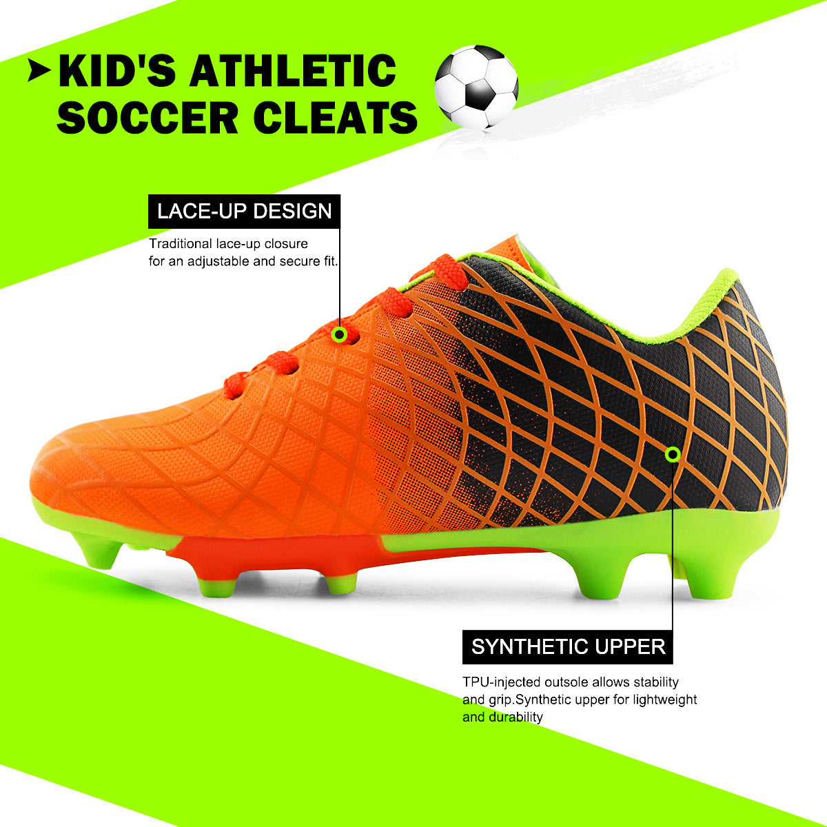 Kids Outdoor Soccer Cleats Lace-up