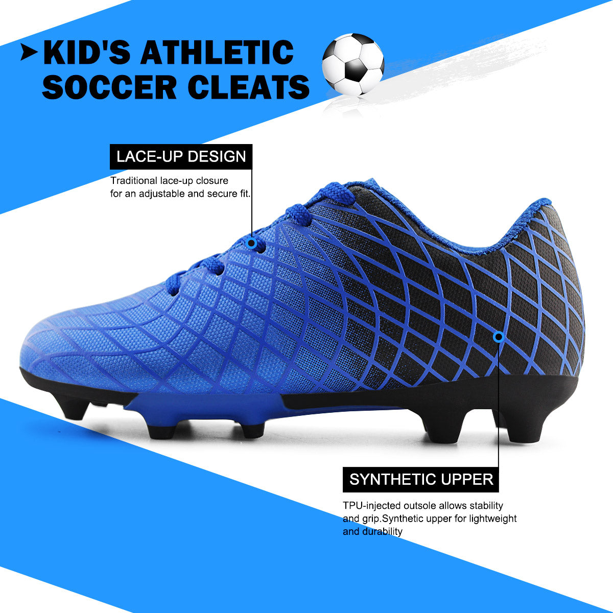 Kids Outdoor Soccer Cleats Lace-up