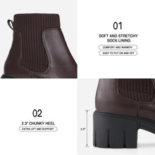 Load image into Gallery viewer, JABASIC Womens Chunky Ankle Boots Slip on Chelsea Boots Elastic Booties
