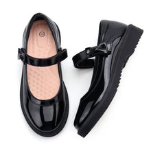 Load image into Gallery viewer, JABASIC Girls Black School Shoes Bow Oxford Mary Jane Flats
