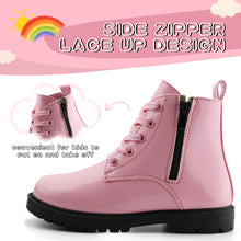 Load image into Gallery viewer, JABASIC Girls Ankle Boot Side Zipper Lace Up Work Boots
