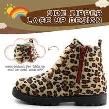 Load image into Gallery viewer, JABASIC Girls Ankle Boot Side Zipper Lace Up Work Boots
